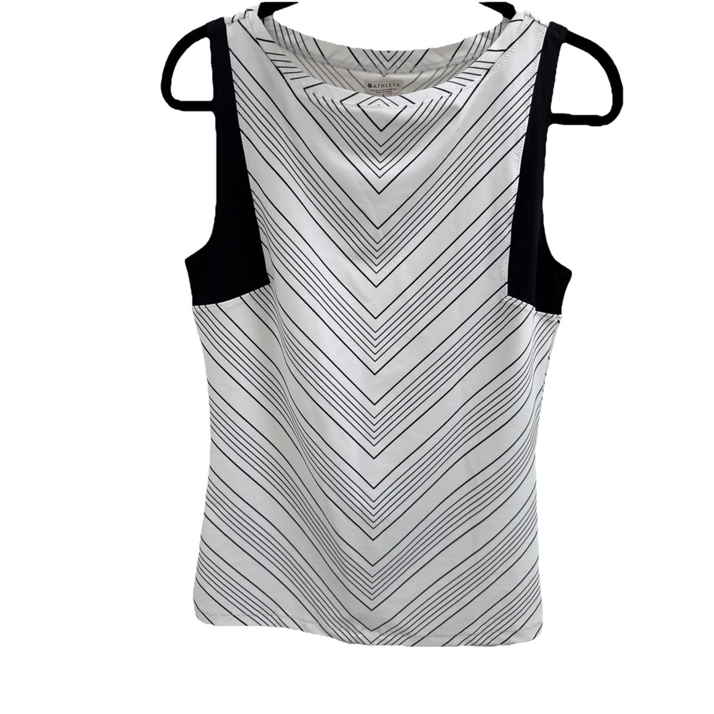NWT Athleta Chevron Rashgu Tank S Black White UPF Surf Rashguard Swimwear Beach